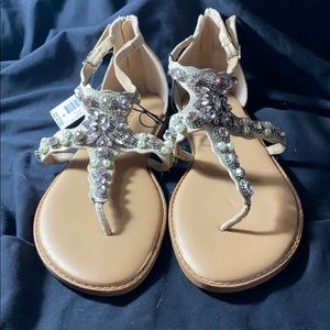 New Torrid Faux Suede Rhinestone Pearl Sandals Sz9